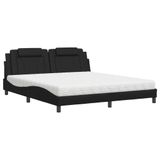 VidaXL Lit "Viana" avec matelas, noir, 180x200 cm, similicuir