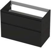 INK - Onderkast 2 Laden Greeploos Gelakt 45gr A-symmetrisch - 900x450x650 Mm - Mat Zwart