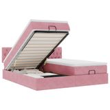 vidaXL Ottomaans bedframe met matras, roze, 200 x 200 cm, fluweel