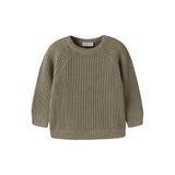 NAME IT MINI rechtvallende gebreide trui - bruingroen