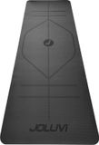 Joluvi Align Yogamat met Markeringen - Fitness Mat - TPE Gel - Zwart - 173 x 61 x 5 cm - Inclusief Draagriem