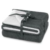 AmeliaHome Knuffeldeken 70x150 cm zacht stiksel Sherpa lamsvel look woondeken Shleepy antraciet