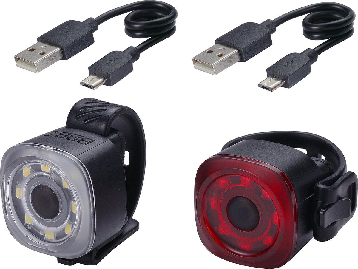 BBB Cycling Spirit Minilamp Set - Fietsverlichting - USB Oplaadbaar - Zwart - BLS-227