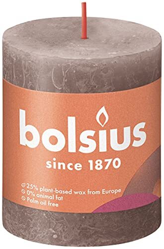 Bolsius - Rustieke kaars - Taupe - 8 cm - 4 stuks - ongeparfumeerde 103668780324, Small