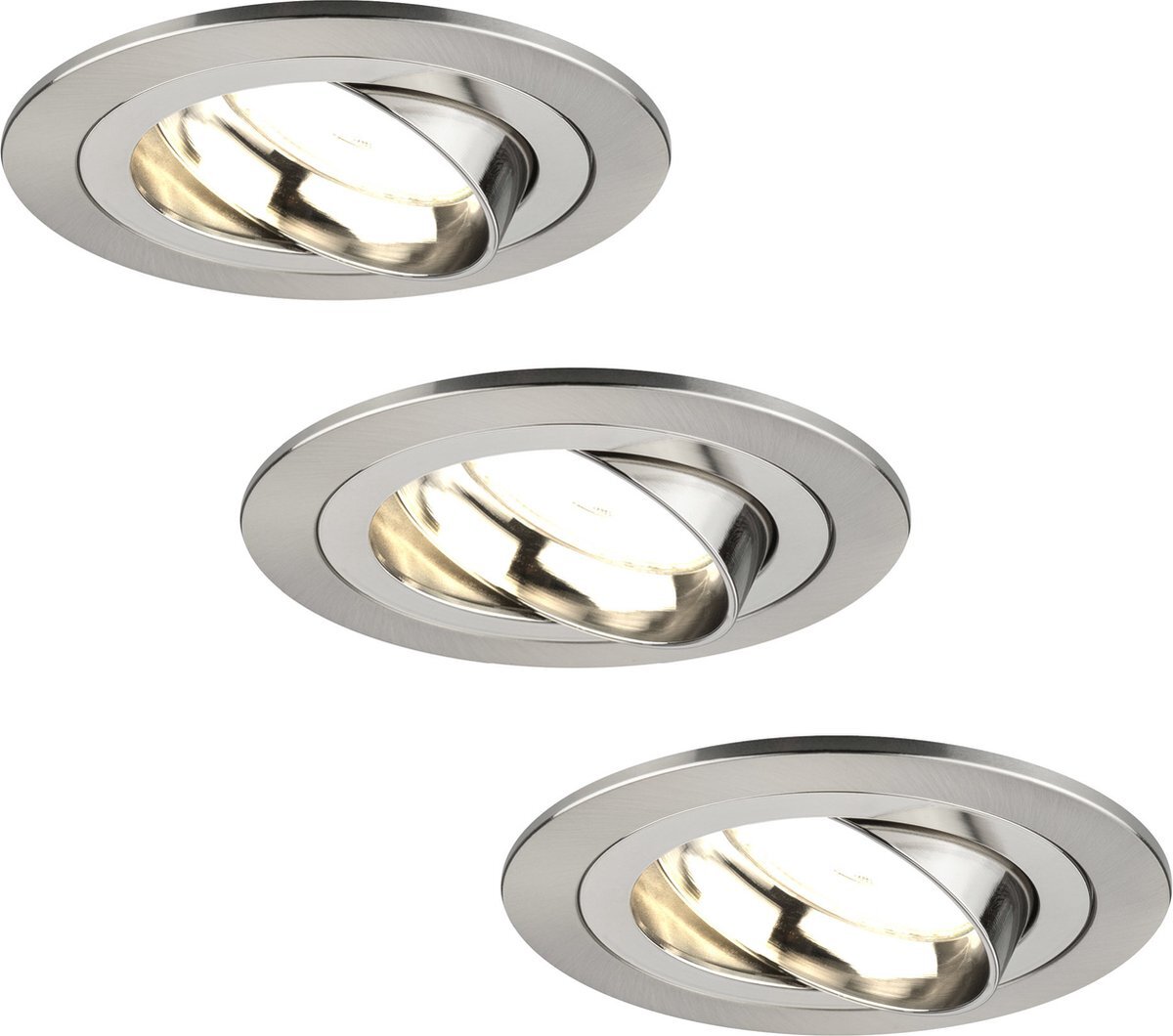 LEDVION Dimbare LED inbouwspots RVS - Tokyo - 5W - 2700K - ø92mm - 3 pack