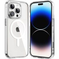 Phonillico® Case voor iPhone 15 PRO MAX - Transparant siliconen met geïntegreerde magnetische cirkel