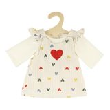 Heless 2530 - Poppenkleertjes ''Hart Confetti'', 2-delige set met ribfluwelen jurk en T-shirt, voor poppen en knuffels maat 35-45 cm