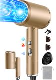 NONE Ionische haardroger 2400W, opvouwbare reisföhn met 3 stylingmondstukken, 2 snelheidsstanden, compacte haardroger voor reizen, vakantie & dagelijks gebruik