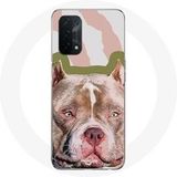 Maniacase Etui voor Oppo A74 5G Bruine Pitbull Hond