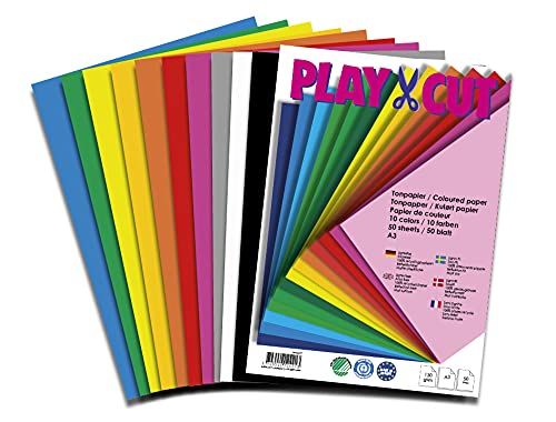 PLAY-CUT Gekleurd papier - A3 - 130 g/m2 - 50 vellen - 10 kleuren