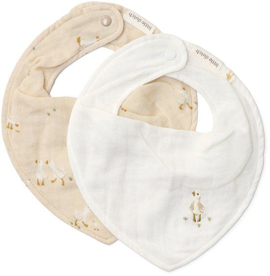 Little Dutch 2-pack bandana slab - Wit - Newborn Naturals - Little Goose