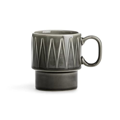 Sagaform Coffee & More koffiebeker 2-delig van steengoed in de kleur grijs 25cl, afmetingen: 12cm x 8cm x 9cm, 5018371