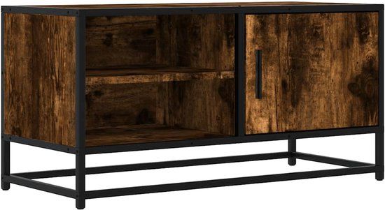 vidaXL Tv-meubel 80x34,5x40cm bewerkt hout metaal gerookt eikenkleurig