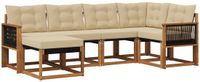 vidaXL Hoek loungeset 6-delig Acaciahout Natuurlijk en Beige