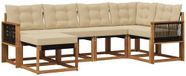 vidaXL Hoek loungeset 6-delig Acaciahout Naturel et Beige