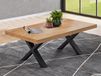 LIEZE Table basse 130 cm chêne écarlate avec pieds en X