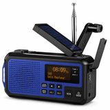 NovaWare Radio d'urgence Solaire à Manivelle - Powerbank Énergie Solaire avec 5000mAh - DAB+/FM - Kit d'urgence - Haut-parleur Bluetooth & Réveil Numérique - Radio portable – Rechargeable & sur Piles – Bleu