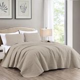 Chezmoi Collection Austin 3-delige extra grote spreiset, kingsize, kaki