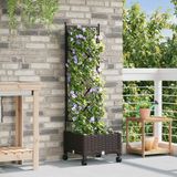 vidaXL Tuinplantbak met schutting en wielen bruin 40 x 40 x 131,5 cm