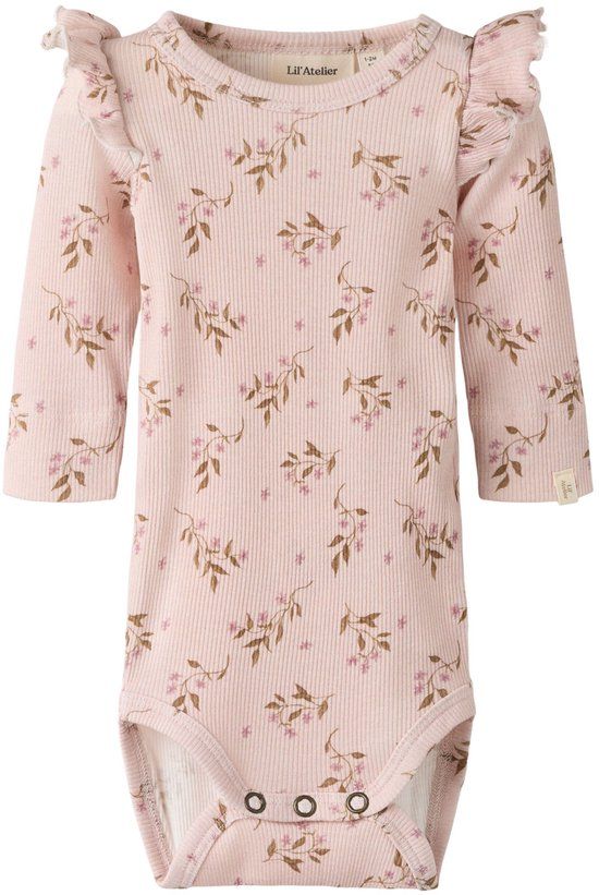 Lil' Atelier Baby Romper Lange mouwen Gebloemd Vrouwen Hushed Violet 80
