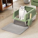 BAKAJI XXL open kattenbak met stalen basis met zandwerende rand, schep en bak, vuilafstotende mat, antislip onderkant, inhoud 35 l, 60 x 40 x 30 cm