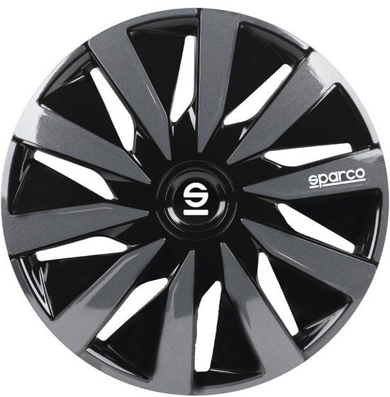 Sparco Wieldoppen Lazio - 16 inch - Zwart/Grijs - Set van 4