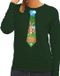 Bellatio Decorations Shoppartners Bv Groene Paas sweater met paashaas stropdas - Pasen trui voor dames - Pasen kleding XXL