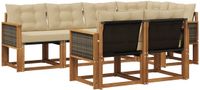 vidaXL - Hoek loungeset - 7 zitplekken - Acacia hout - Natuurlijk en beige