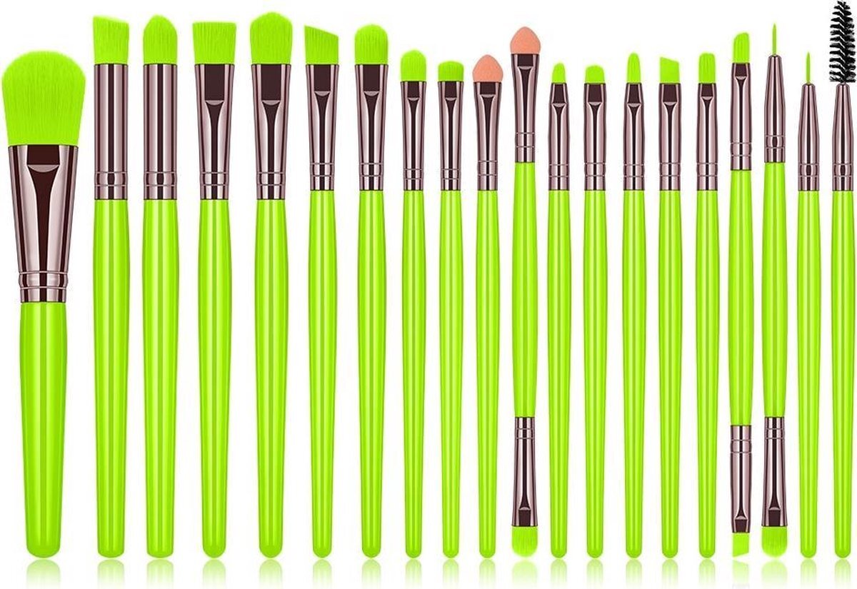 Vardaan Professionele Make-up Kwasten | Beauty Care Tools | 20-delige Make-up Kwastenset | Mix Van Diverse Kwasten | Groen-Zilver