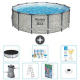Bestway Rond Steel Pro MAX Zwembad - Steenprint - 427 x 122 cm