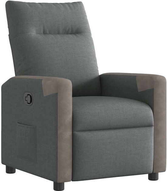 vidaXL Fauteuil verstelbaar stof donkergrijs