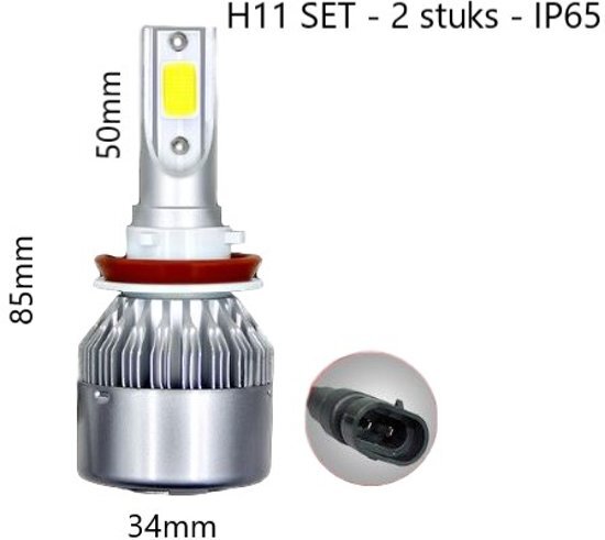 LEDPLANET.NL Auto LEDlamp set 2x LED H11 koplamp COB xenon wit 6000K 8-48V