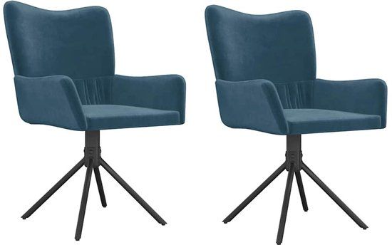 VidaXL Eetkamerstoelen draaibaar 2 st fluweel blauw
