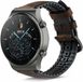 Strap-it bracelet en silicone / cuir - noir/brun - Convient pour Huawei Watch GT 2 Pro