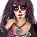 Atosa Verkleed sieraden ketting met Skull - zwart/multi kleur - dames - kunststof - Day of the Dead