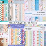 VEVOR Scrapbookpapier, 72 Vellen 152x152 mm, Gemengd Knutselpapier