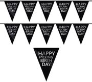 Merkloos / Sans marque Haza-Witbaard Happy Fucking Birthday vlaggenlijn - 3x - Verjaardag wens slinger - kunststof - 600 cm - zwart