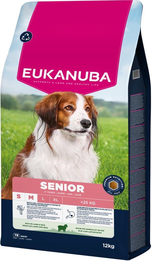 Eukanuba Senior Small & Medium Breed Lam&Rijst - Hondenbrokken - 12 kg