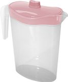 Hega Hogar Waterkan/sapkan met afsluitbare deksel in lichtroze - 1,5 liter - kunststof - 9 x 21 cm - Compact formaat voor in koelkastdeur