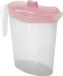 Hega Hogar Waterkan/sapkan met afsluitbare deksel in lichtroze - 1,5 liter - kunststof - 9 x 21 cm - Compact formaat voor in koelkastdeur