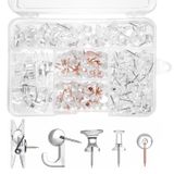 Set de 200 punaises transparentes avec boîte de rangement