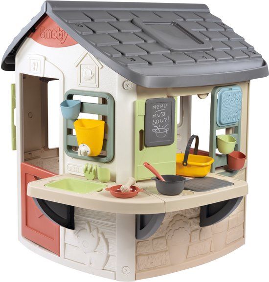 Smoby - Speelhuis met modderkeuken - 16 accessoires inbegrepen - creatief rollenspel