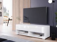 Mobistoxx ACAPULCO Meuble tv-hifi 1 porte battante 100 cm blanc/blanc brillant avec led