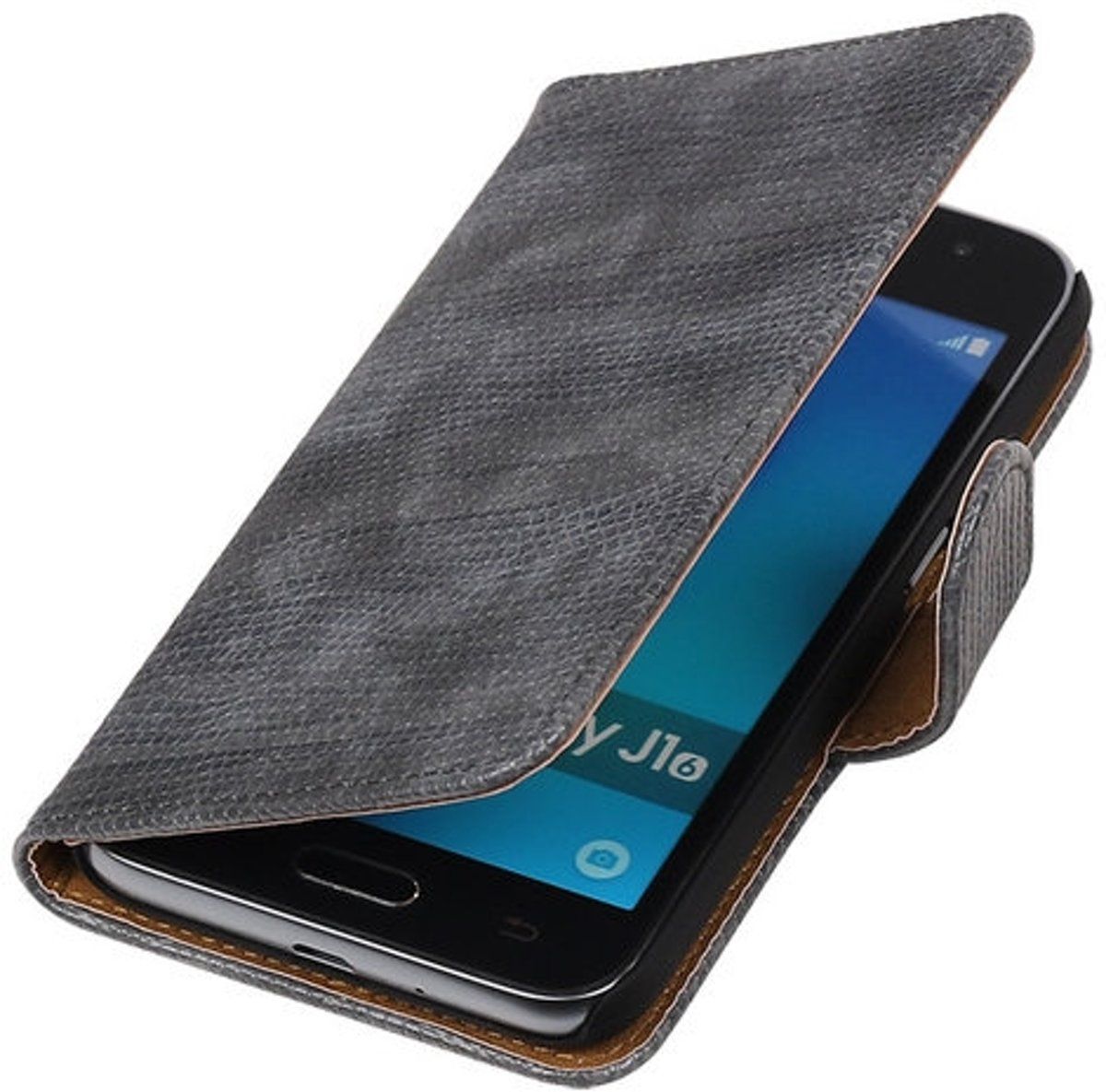 Best Cases Grijs Mini Slang booktype cover hoesje voor Samsung Galaxy J1 Nxt