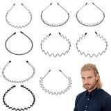 Elalove 9 stuks metallic golven haarbanden, elastische hoofdbanden voor vrouwen en mannen, sportieve hoofdband, uniseks, dunne haarband voor outdoor, yoga en dagelijks gebruik