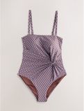 Next - Dames - Gedraaid buikbedekkend bandeau-badpak - Bruin
