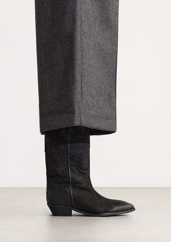Sacha - Dames - Zwarte nubuck cowboylaarzen - Maat 36