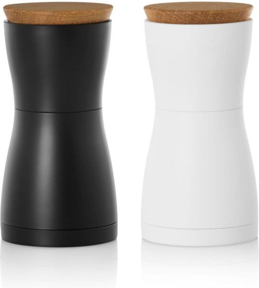 AdHoc Peper- en zoutmolenset Twin - 13.3 cm - Zwart/Wit - Eikenhout