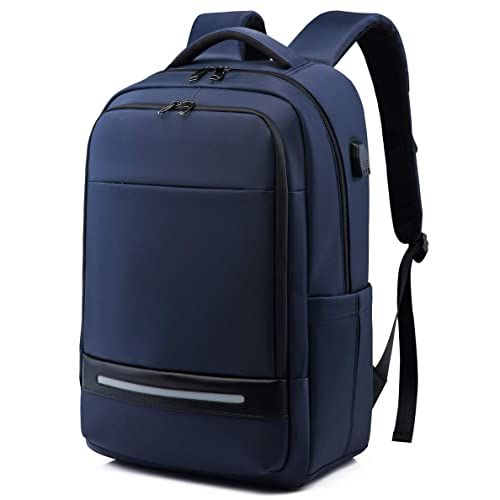 Vodlbov Laptop Rugzak, 17 Inch Waterdichte Zakelijke Reizen Werk Computer Rugzak Tas Met USB Opladen Poort, Anti-Diefstal College Schooltas, Blauw