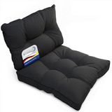 Beautissu Set Loungekussen Outdoor – Zitkussen 50x50 cm & rugkussen 50x40 cm – Antraciet